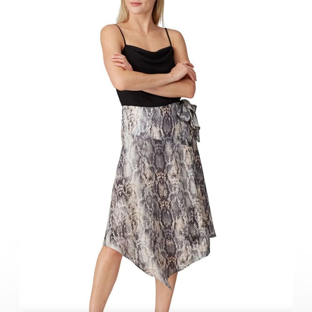 Krisa Snakeskin Print Skirt